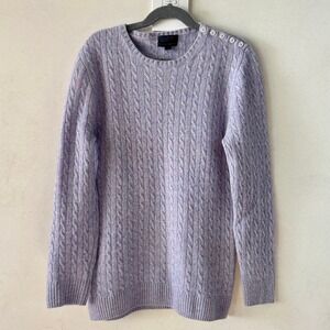 J Crew Collection Womens Italian Cashmere Cable Knit Sweater S‎ Lavender Luxury